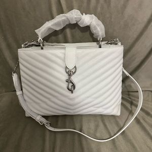 *New with Tags* Rebecca Minkoff Edie large top handle satchel in white/silver.